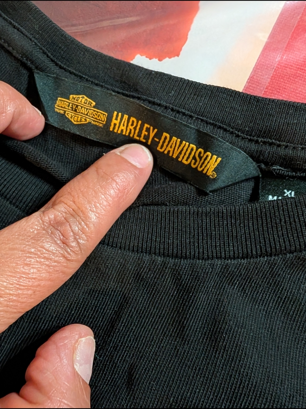 Harley-Davidson Black Tee with Gold Wing Logo - Picture 3 of 5